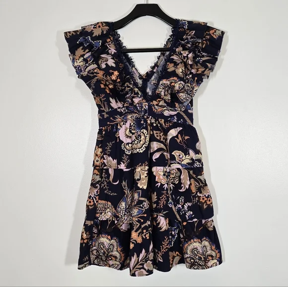 NWT Anthropologie Sleeveless Ruffled A-line Mini Dress Floral Navy XXS NWT Anthropologie Sleeveless Ruffled A-line Mini Dress Floral Navy XXS